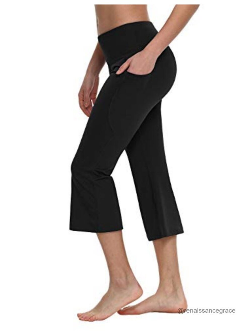 Women's Flare Capri Yoga Pants with Pockets High Rise Stretch
